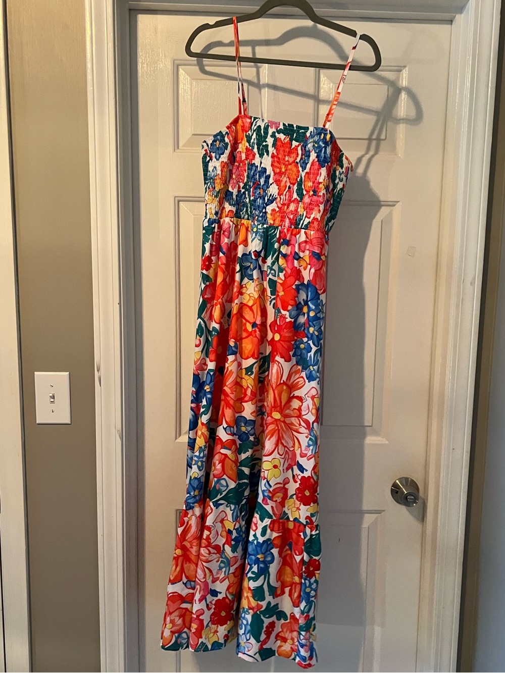 SHEIN Bright Floral Dress in Red, Blue, Orange & Green